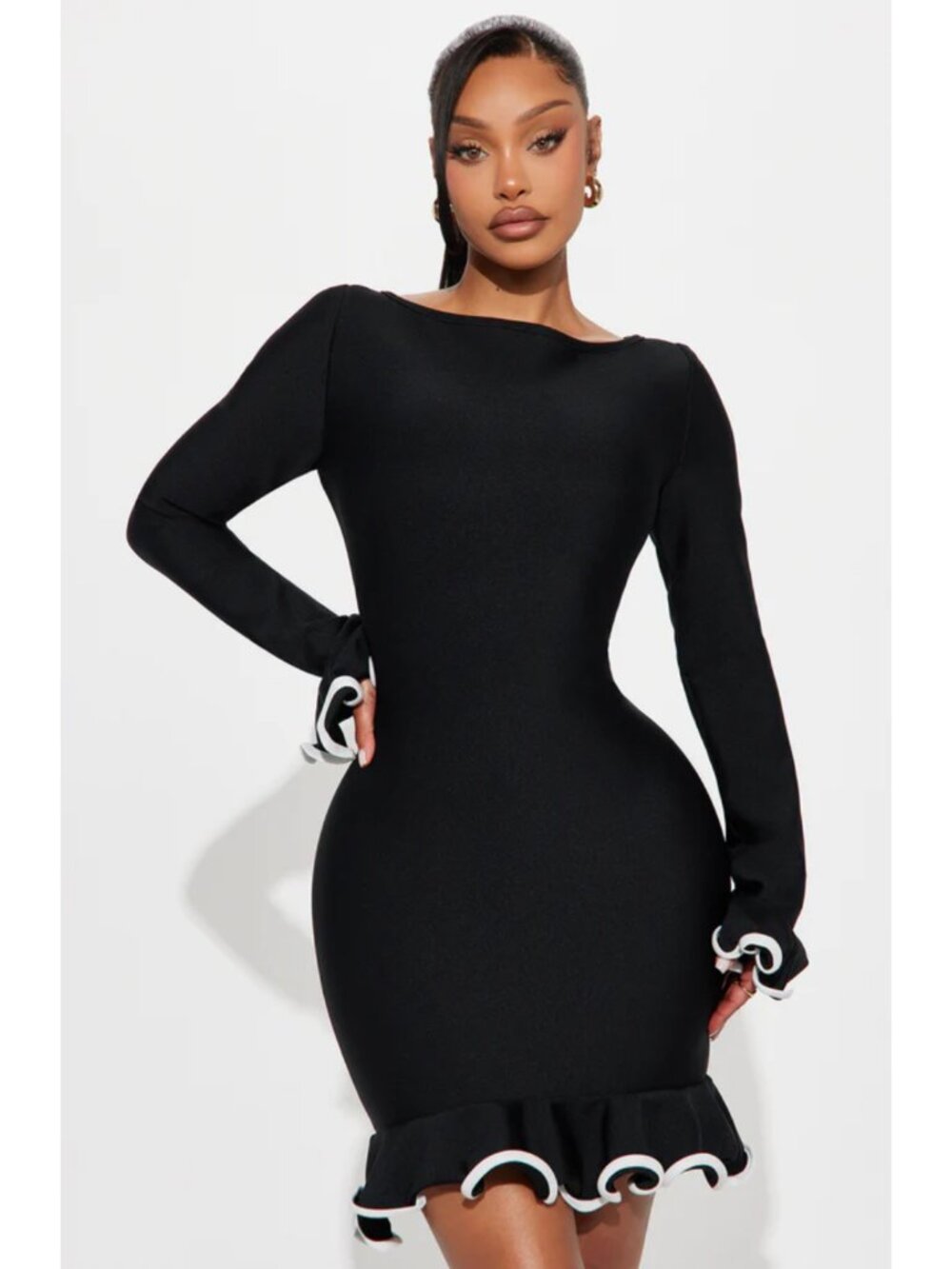 Fashion Nova Maddie Bandage Mini Dress Black White XS - Picture 2 of 3